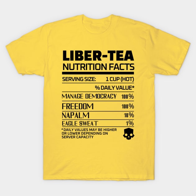 Helldivers 2 'Liber-tea' Nutrition Black Color T-Shirt by thestaroflove